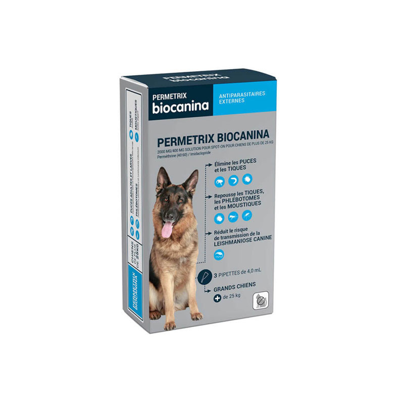 PERMETRIX ANTIPARASITAIRES EXTERNES GRANDS CHIENS BIOCANINA PERMETRIX ANTIPARASITAIRES EXTERNES GRANDS CHIENS BIOCANINA