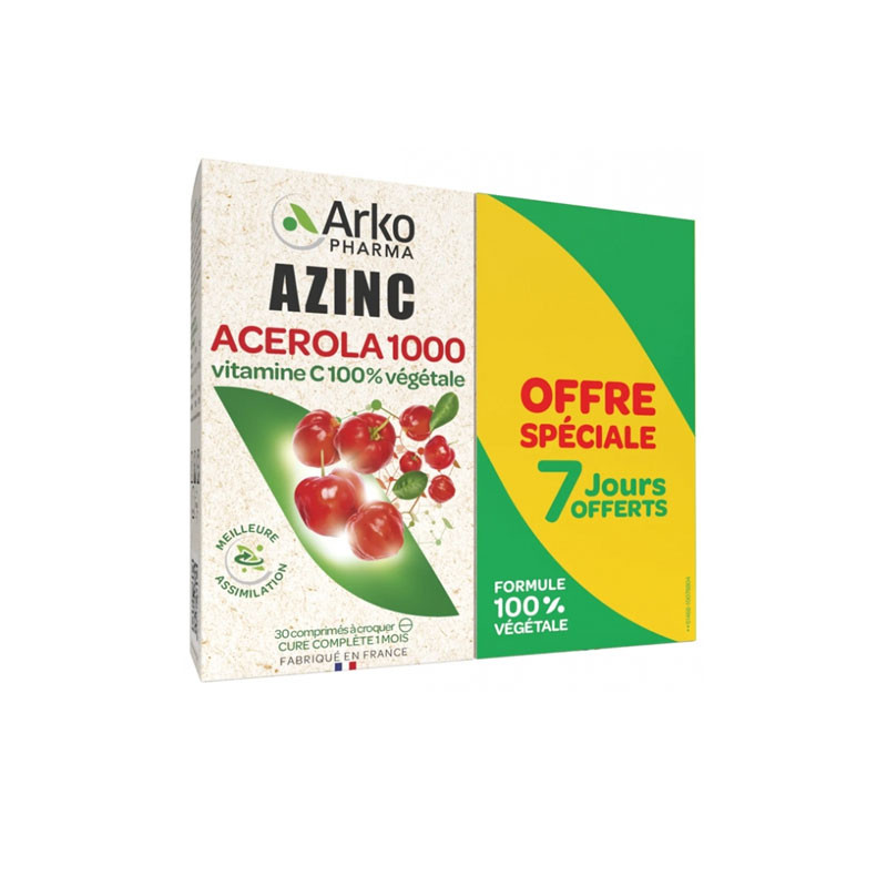 AZINC ACEROLA 1000 LOT DE 2 X 30 COMPRIMES ARKOPHARMA AZINC ACEROLA 1000 LOT DE 2 X 30 COMPRIMES ARKOPHARMA