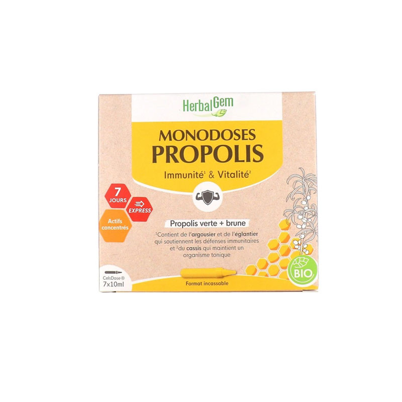 PROPOLIS MONODOSES BIO IMMUNITÉ VITALITÉ 7X10ML HERBALGEM PROPOLIS MONODOSES BIO IMMUNITÉ VITALITÉ 7X10ML HERBALGEM