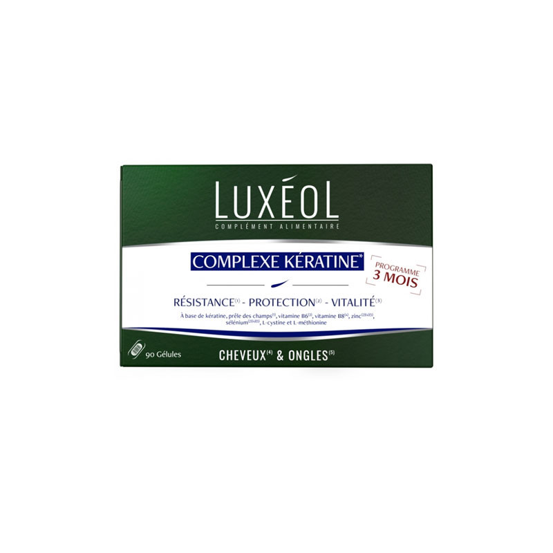 COMPLEXE KÉRATINE CHEVEUX ONGLES 90 GELULES LUXEOL COMPLEXE KÉRATINE CHEVEUX ONGLES 90 GELULES LUXEOL