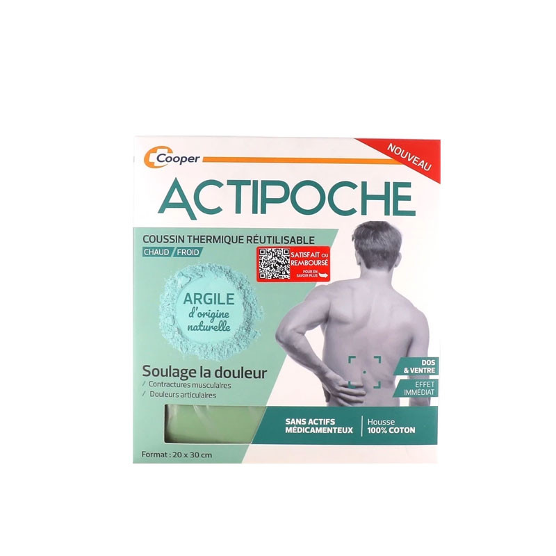 ACTIPOCHE ARGILE COUSSIN THERMIQUE CHAUD FROID DOS & VENTRE COOPER