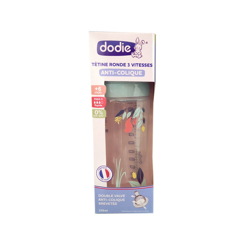 DODIE BIBERON INITIATION+ DECORS 0-6MOIS TETINE RONDE 3 VITESSES