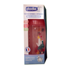 BIBERON ANTI COLIQUE DEBIT 3 - 3 VITESSES TETINE RONDE +6 MOIS 300ML DODIE