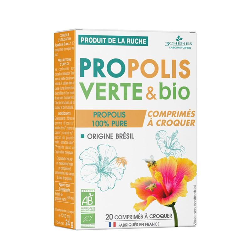 PROPOLIS VERTE & BIO 20 COMPRIMES à CROQUER 3CHENES