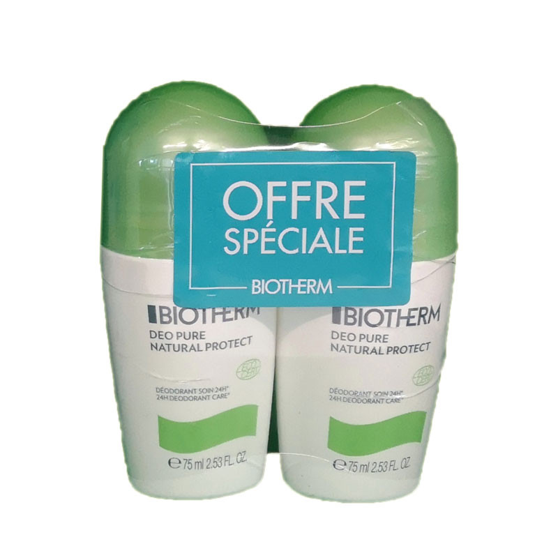 DEO PURE DEODORANT SOIN 24 HEURES LOT DE 2 X 75ML ROLL ON BIOTHERM