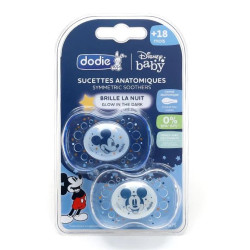 SUCETTE ANATOMIQUE NUIT +18 MOIS DISNEY BABY MICKEY SILICONE  DODIE