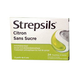 STREPSILS SANS SUCRE CITRON 24 PASTILLES