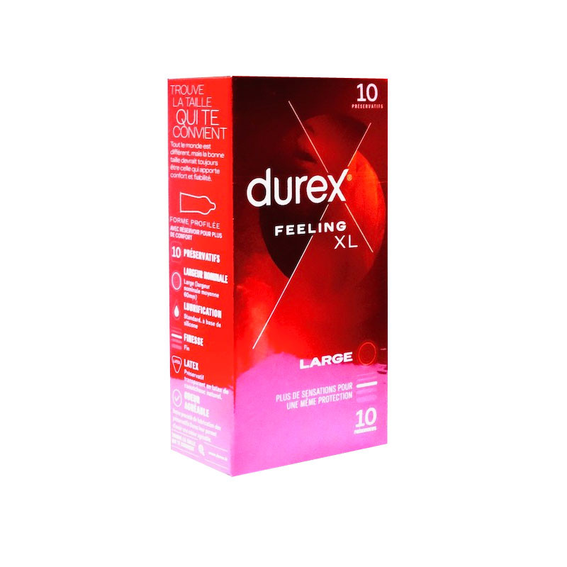 DUREX FEELING XL LARGE 10 PRESERVATIFS