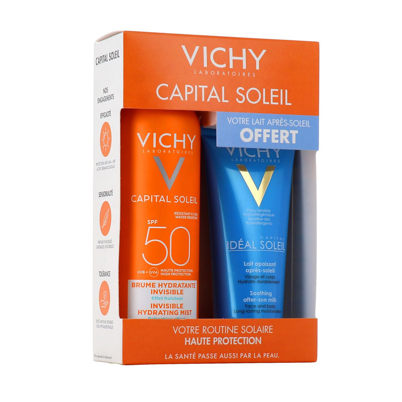 CAPITAL SOLEIL BRUME HYDRATANTE INVISIBLE SPF50 200ML + IDEAL SOLEIL LAIT APAISANT APRES SOLEIL 100ML VICHY CAPITAL SOLEIL BRUME HYDRATANTE INVISIBLE SPF50 200ML + IDEAL SOLEIL LAIT APAISANT APRES SOLEIL 100ML VICHY