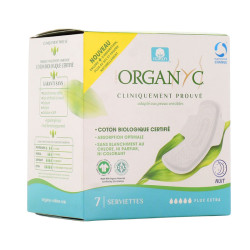 ORGANYC COTON BIO SERVIETTES NUIT X 7 AILETTES FLUX EXTRA