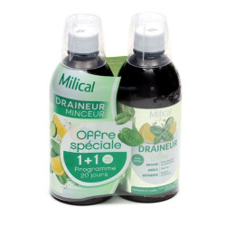 DRAINEUR MINCEUR ULTRA MENTHE CITRON CONCOMBRE LOT DE 2 X 500ML MILICAL