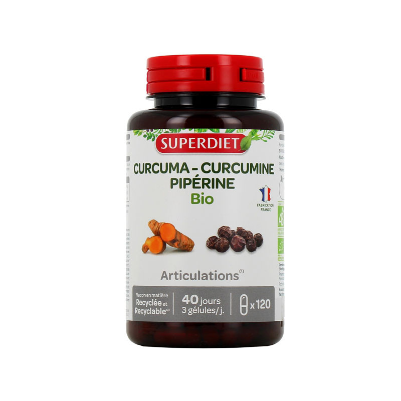 ARTICULATIONS CURCUMA CURCUMINE PIPERINE BIO 120 GELULES SUPER DIET