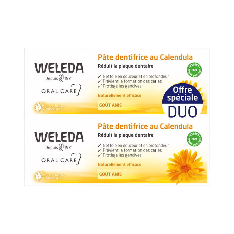 PÂTE DENTIFRICE au CALENDULA Lot de 2 x 75ml WELEDA