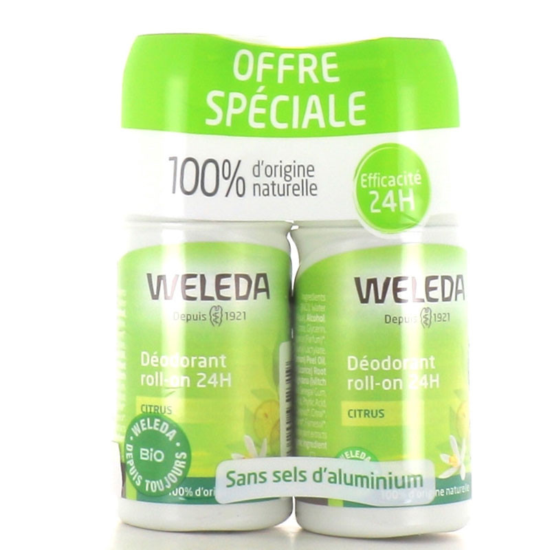 DEODORANT CITRUS  LOT DE 2 ROLL ON 50ML WELEDA