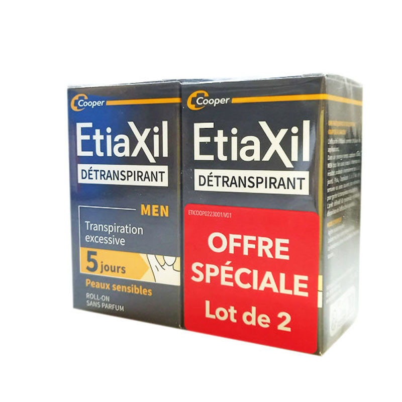 DEODORANT DÉTRANSPIRANT LOT DE 2 Roll on de 15ML ETIAXIL MEN