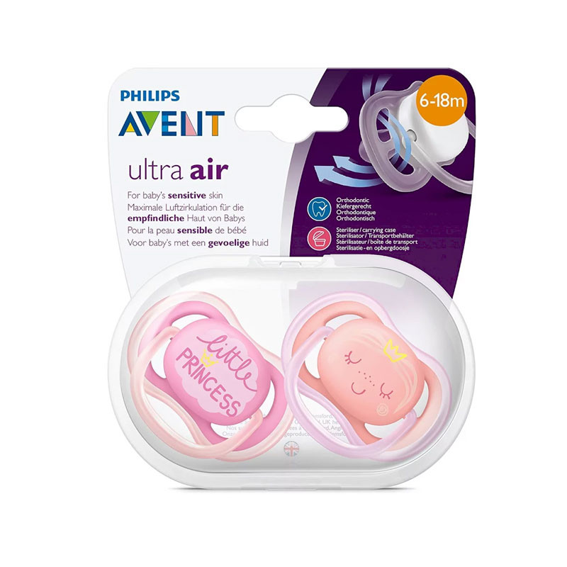 Avent Sucettes Ultra Air New Berry 6-18 Mois Modèle Fille 2 Pièces