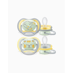 SUCETTES ULTRA AIR NIGHTTIME COLORIS GRIS/CREME 18 mois+ AVENT