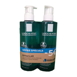 EFFACLAR GEL PURIFIANT MICROPEELING LOT DE 2 X 400 ML LA ROCHE POSAY