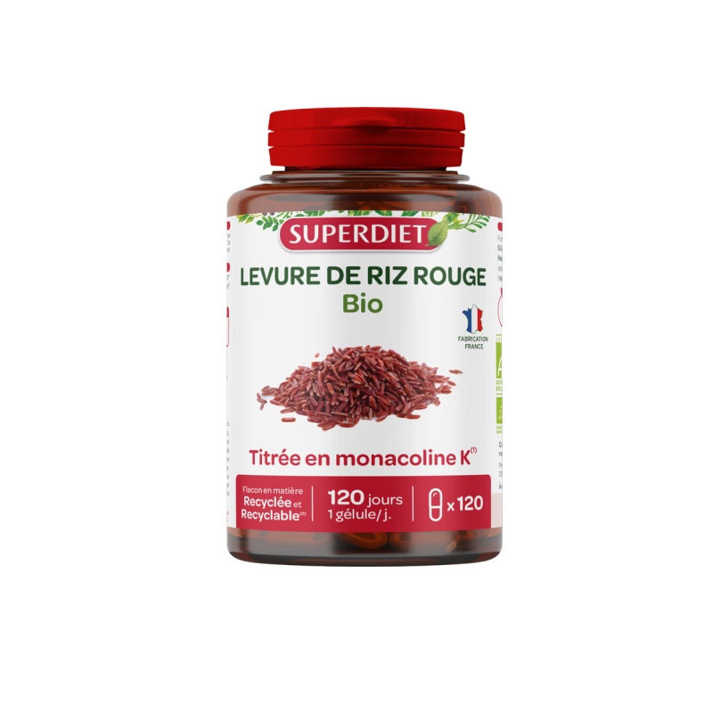 LEVURE DE RIZ ROUGE BIO 120 GELULES SUPERDIET LEVURE DE RIZ ROUGE BIO 120 GELULES SUPERDIET