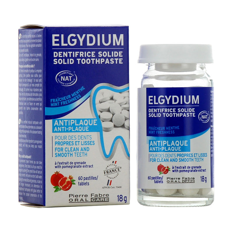 DENTIFRICE SOLIDE ANTIPLAQUE 60 PASTILLES ELGYDIUM