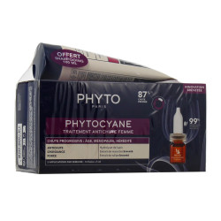 PHYTOCYANE ANTICHUTE PROGRESSIVE FEMME 12X5ML + SHAMPOOING 100ML OFFERT PHYTO