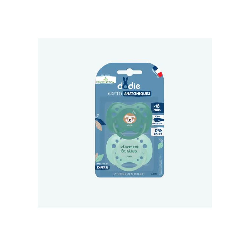 SUCETTE ANATOMIQUE +18 MOIS VIVEMENT LA SIESTE SILICONE LOT DE 2 DODIE SUCETTE ANATOMIQUE +18 MOIS VIVEMENT LA SIESTE SILICONE LOT DE 2 DODIE