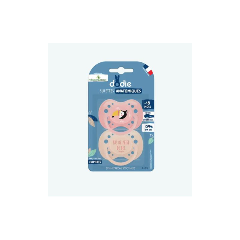SUCETTE ANATOMIQUE +18 MOIS PAS DE PRISE DE BEC SILICONE LOT DE 2 DODIE SUCETTE ANATOMIQUE +18 MOIS PAS DE PRISE DE BEC SILICONE LOT DE 2 DODIE