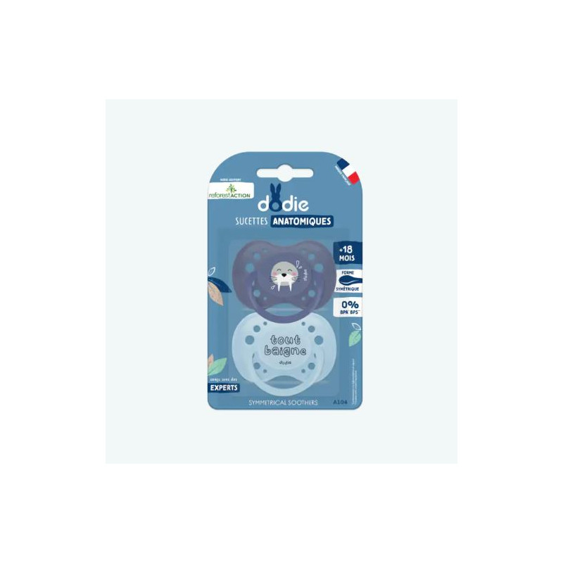 SUCETTE ANATOMIQUE +18 MOIS TOUT BAIGNE SILICONE LOT DE 2 DODIE