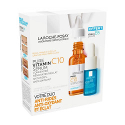 DUO PURE VITAMIN C10 SERUM 30ML + OFFERT HYALU B5 SERUM CONCENTRE ANTIRIDES REPARATEUR REPULPANT 10ML LA ROCHE POSAY