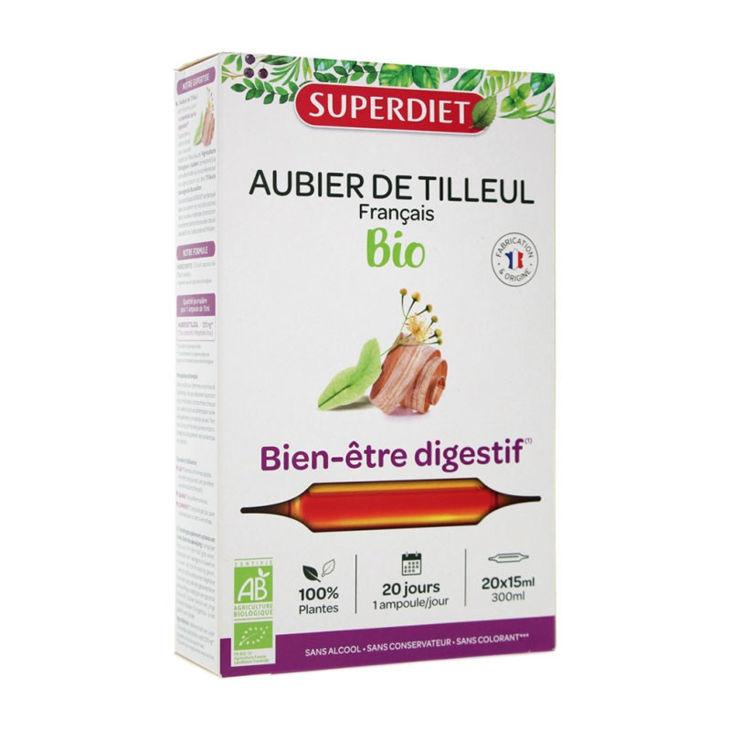 BIEN ÊTRE DIGESTIF AUBIER DE TILLEUL BIO 20 AMPOULES SUPERDIET