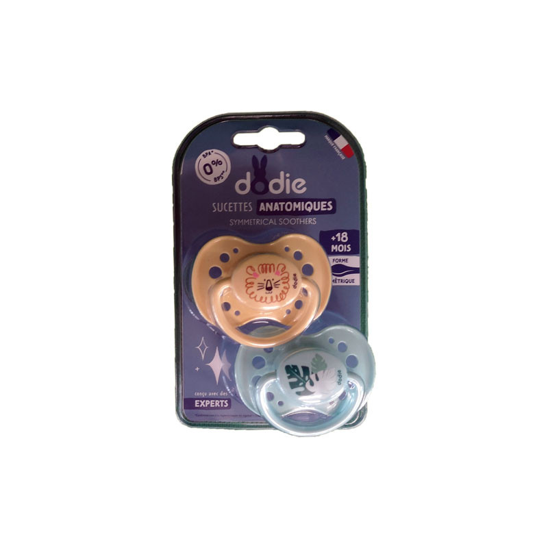 Dodie Duo sucette anatomique silicone +6 mois Nuit