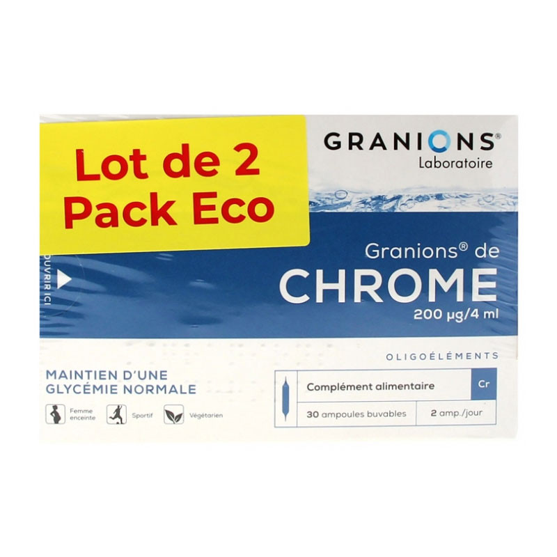 GRANIONS DE CHROME 200 µg 30 ampoules LOT DE 2