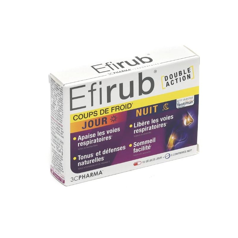 EFIRUB COUPS DE FROID JOUR NUIT 15 gélules + 5 comprimés 3C PHARMA