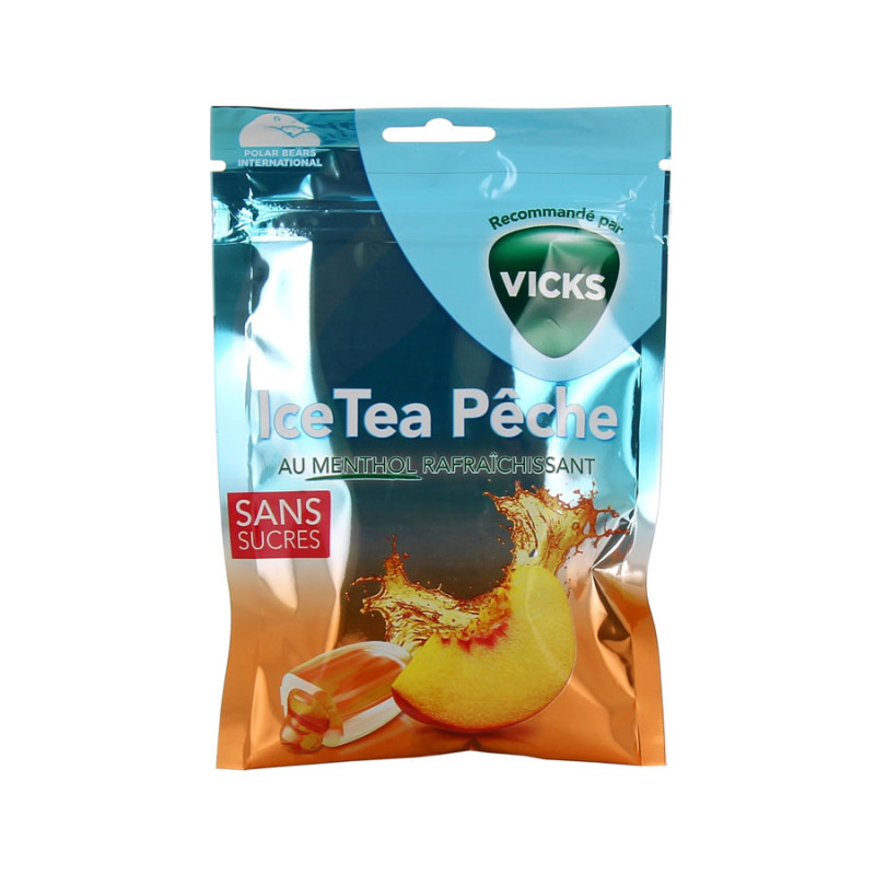 BONBONS ICE TEA PÊCHE SANS SUCRES 72g VICKS