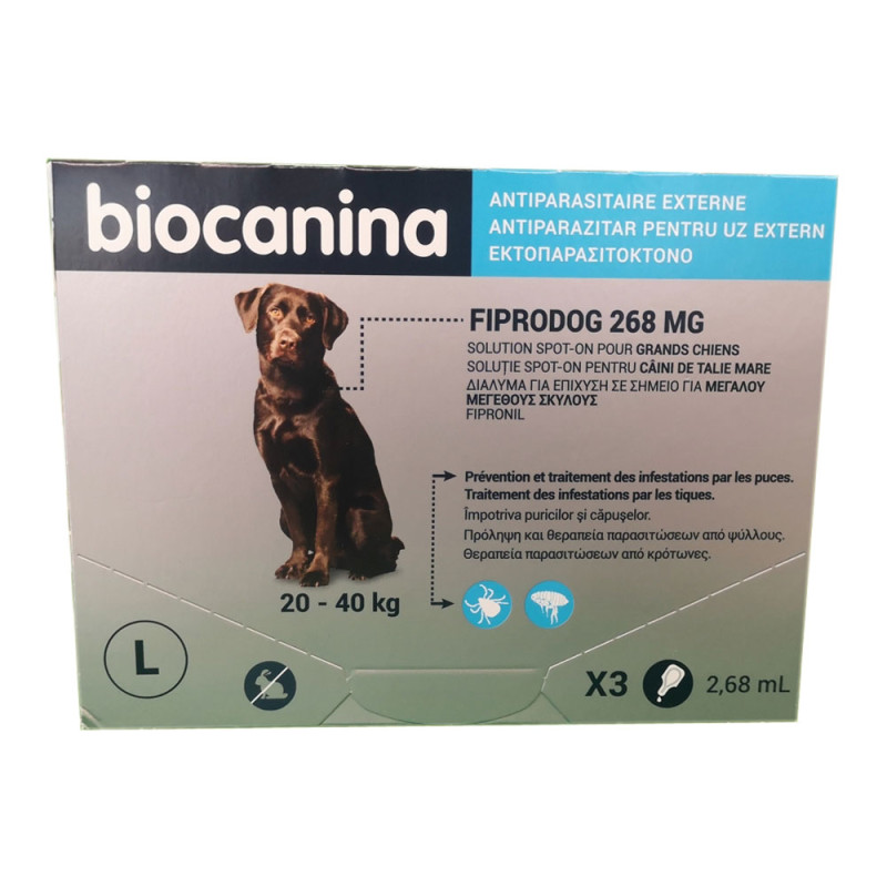 PIPETTES FIPRODOG 268MG L CHIEN 20-40KG ANTIPARASITAIRE EXTERNE BIOCANINA PIPETTES FIPRODOG 268MG L CHIEN 20-40KG ANTIPARASITAIRE EXTERNE BIOCANINA