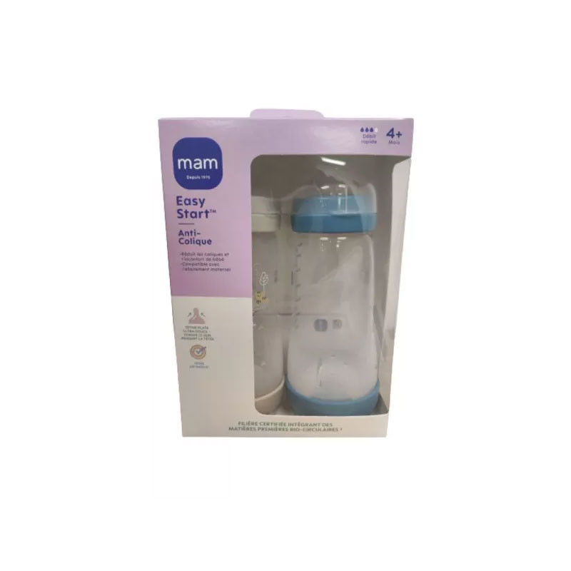 EASY START ANTI COLIQUE 4MOIS+ DEBIT RAPIDE 2X320ML BLEU SABLE MAM