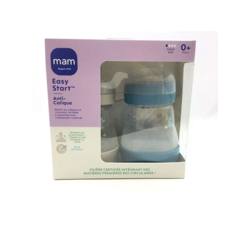 EASY START ANTI COLIQUE 0MOIS+ DEBIT LENT 2X160ML BLEU SABLE MAM