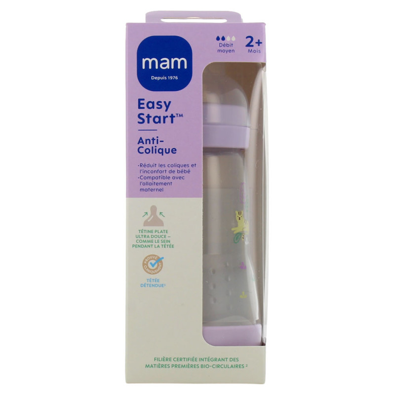 EASY START ANTI COLIQUE 2MOIS+ DEBIT MOYEN 260ML LILAS MAM