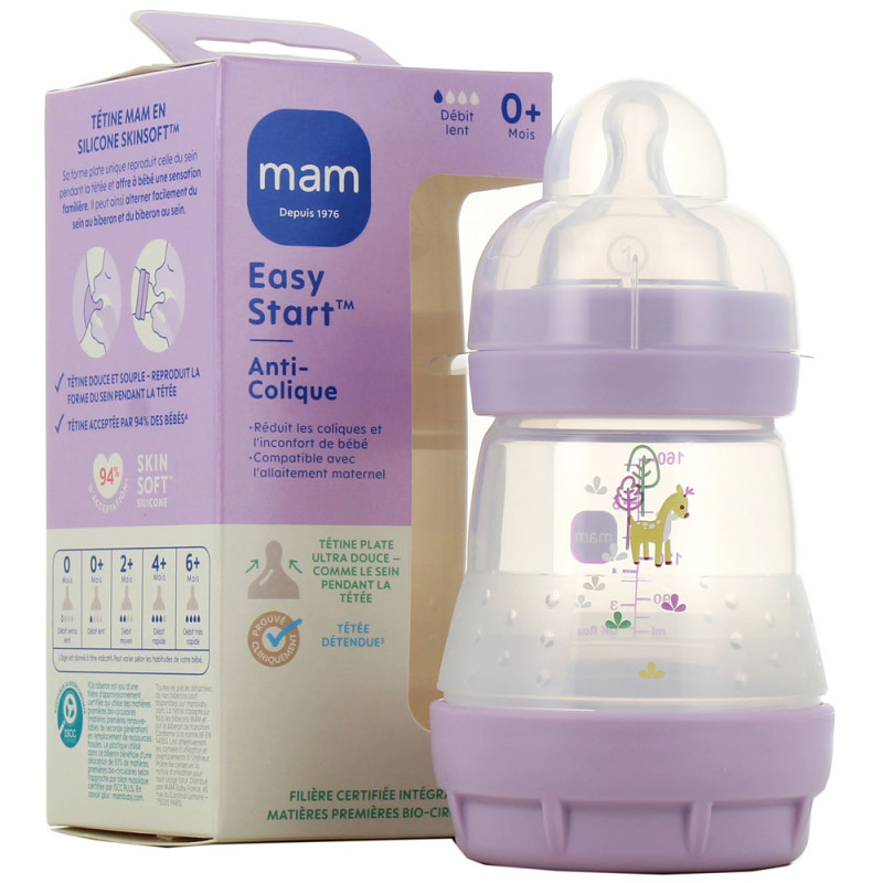EASY START ANTI COLIQUE 0MOIS+ DEBIT LENT 160ML LILAS MAM EASY START ANTI COLIQUE 0MOIS+ DEBIT LENT 160ML LILAS MAM