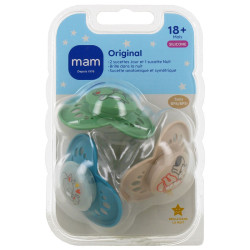 ORIGINAL SUCETTES SILICONE 18MOIS+ LOT DE 3 BLEU MAM