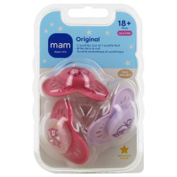 ORIGINAL SUCETTES SILICONE 18MOIS+ LOT DE 3 ROSE MAM