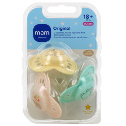 ORIGINAL SUCETTES SILICONE 18MOIS+ LOT DE 3 VERT MAM