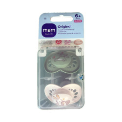 ORIGINAL SUCETTES SILICONE 6MOIS+ LOT DE 2 NATURE VERT PASTEL MAM