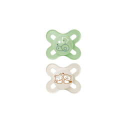ORIGINAL NAISSANCE SUCETTES SILICONE 0-2MOIS+ LOT DE 2 NATURE VERT MAM