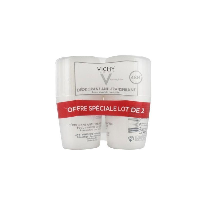 DEODORANT ANTI TRANSPIRANT 48H ROLL ON LOT DE 2X50ML VICHY