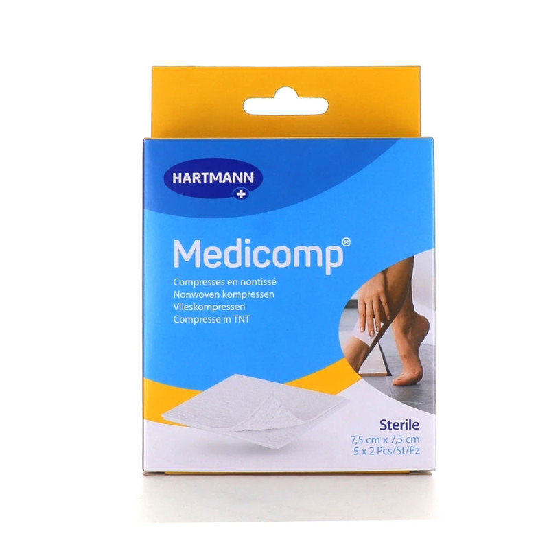 MEDICOMP COMPRESSES en NONTISSÉ 5 X 2 PIECES 7.5CM HARTMANN