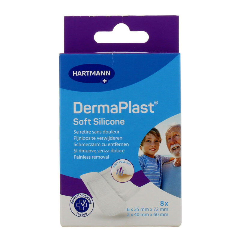 DERMAPLAST PANSEMENT SOFT SILICONE X8 HARTMANN