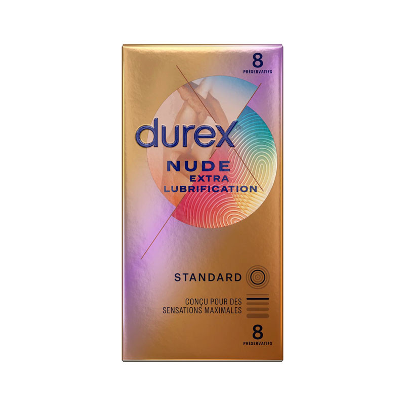 DUREX NUDE EXTRA LUBRIFICATION 8 PRESERVATIFS