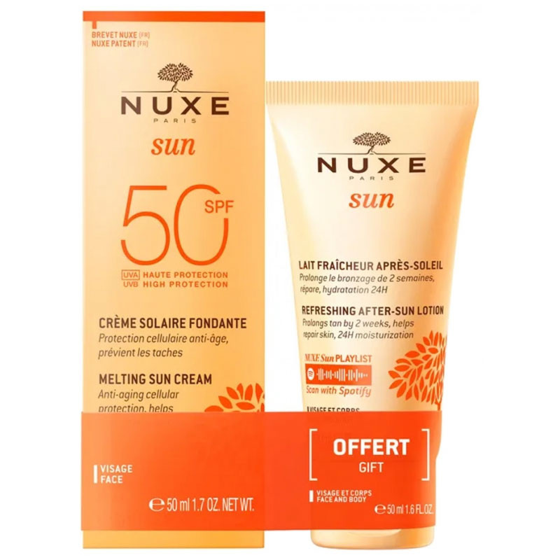 NUXE SUN CREME SOLAIRE FONDANTE SPF50 50ML + LAIT FRAÎCHEUR APRES SOLEIL 50ML OFFERT NUXE NUXE SUN CREME SOLAIRE FONDANTE SPF50 50ML + LAIT FRAÎCHEUR APRES SOLEIL 50ML OFFERT NUXE