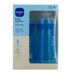 BIBERON 2eme âge BLEU LOT DE 2 X 330ML MAM